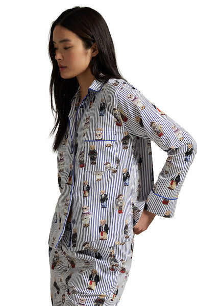 Iconic Polo Bear Cotton Sateen Madison Button Up Pajama Set - Polo Ralph Lauren *LOW STOCK*