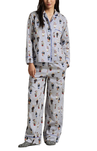 Iconic Polo Bear Cotton Sateen Madison Button Up Pajama Set - Polo Ralph Lauren *LOW STOCK*