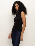 SLEEVELESS ZIP MOCK TOP