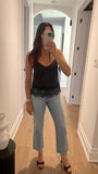 NICK FAUX LEATHER BUTTON DOWN w. REMOVABLE LACE TRIM CAMI