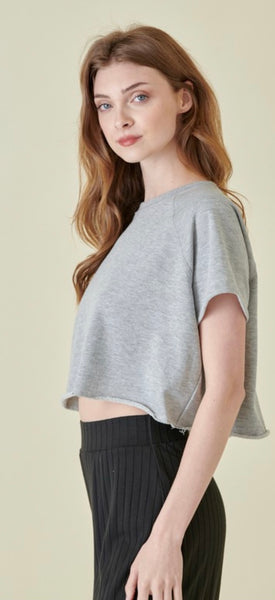 Boxy Edgy Raw Hem Crop Top