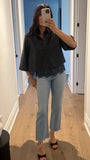 NICK FAUX LEATHER BUTTON DOWN w. REMOVABLE LACE TRIM CAMI