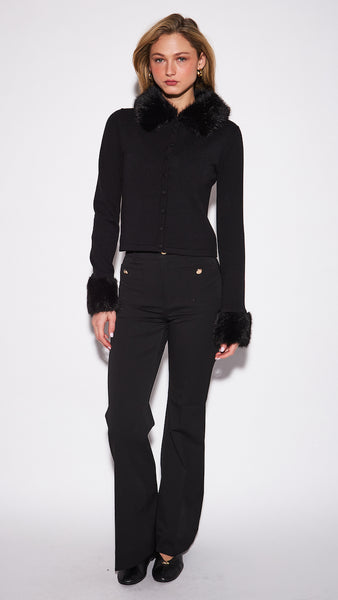 CLEMENTINE SWEATER CARDIGAN IN RICH CAVIAR