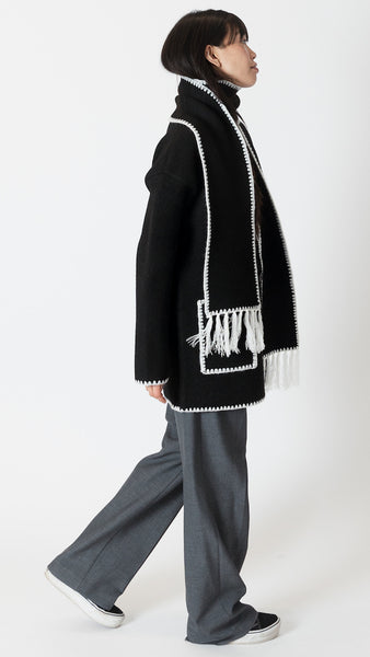 DELANEY COAT W DETACHABLE SCARF & WHIP STITCH