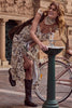 SNOW LEOPARD STRAPY GOWN