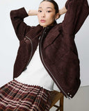 ARIELLE OVERSIZED SUEDE-EFFECT HIGH-NECK JACKET