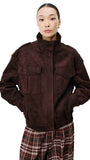 ARIELLE OVERSIZED SUEDE-EFFECT HIGH-NECK JACKET