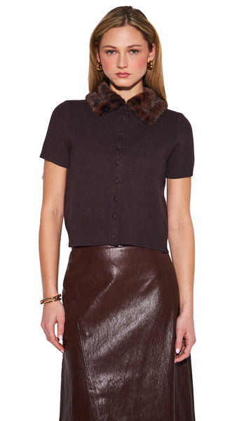 HANSON BUTTON UP SWEATER CARDI IN LAVISH LEOPARD