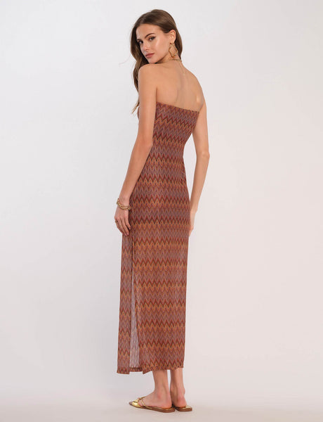 ANDREA CHEVRON STRAPLESS DRESS