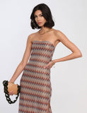 ANDREA CHEVRON STRAPLESS DRESS