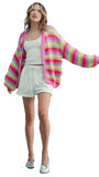 MULTI-STRIPED CARDIGAN SWEATER