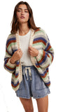 MULTI-STRIPED CARDIGAN SWEATER