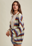 MULTI-STRIPED CARDIGAN SWEATER