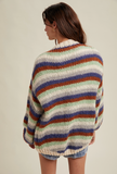 MULTI-STRIPED CARDIGAN SWEATER