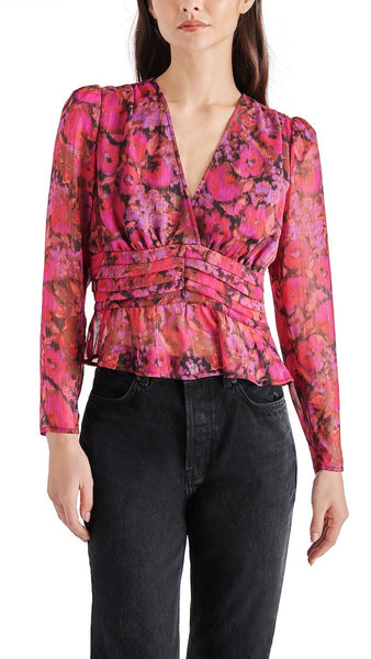 AZURA METALLIC FUCHSIA PRINTED BLOUSE