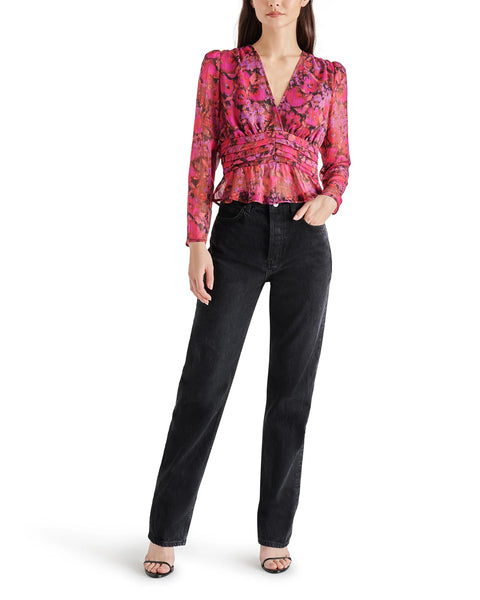 AZURA METALLIC FUCHSIA PRINTED BLOUSE