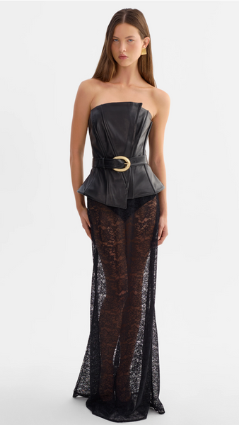 CALA BLACK BELTED LEATHER BUSTIER