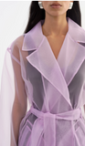 TALISE LILAC SHEER ORGANZA TRENCH COAT