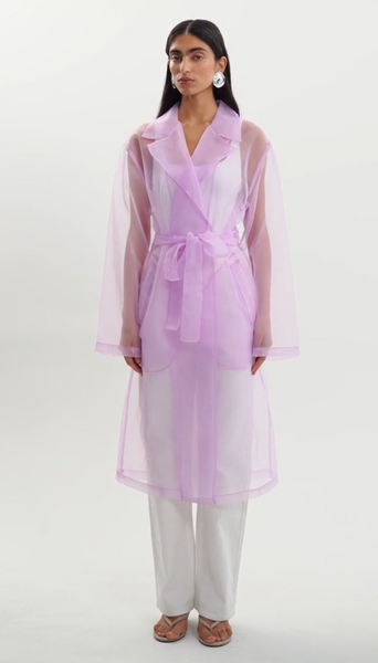 TALISE LILAC SHEER ORGANZA TRENCH COAT