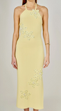 FLOWER DETAIL HALTER MAXI DRESS