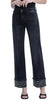 Mid Rise Rhinestone Cuffed Black Denim