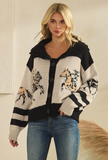 HORSE PRINT SWEATER CARDIGAN
