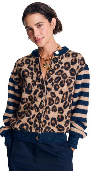 Round Neck Leopard Print Cardigan