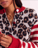 Round Neck Leopard Print Cardigan