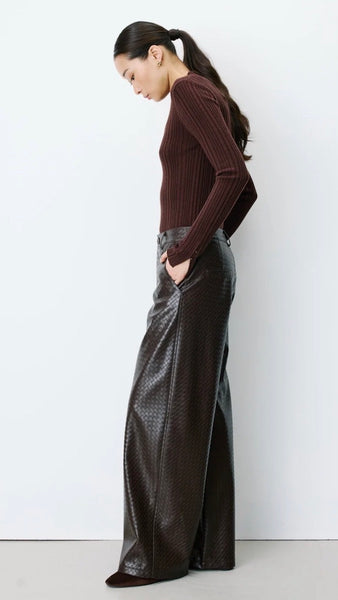 ARTIUS TEXTURED FAUX-LEATHER BARREL PANTS
