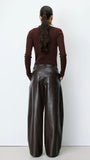 ARTIUS TEXTURED FAUX-LEATHER BARREL PANTS