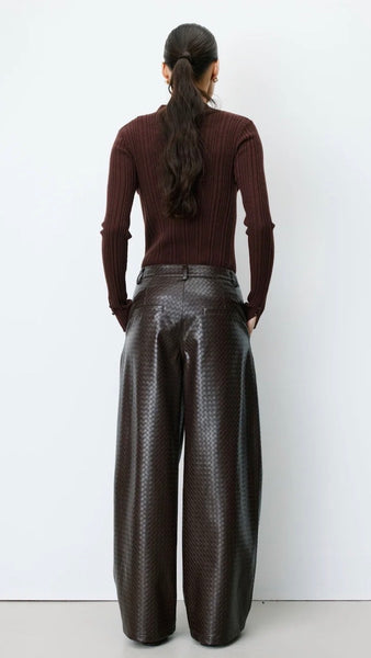 ARTIUS TEXTURED FAUX-LEATHER BARREL PANTS