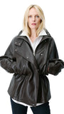 AUBURN RELAXED FAUX-LEATHER JACKET W/ CINCHED WAIST OPTION