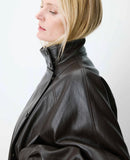 AUBURN RELAXED FAUX-LEATHER JACKET W/ CINCHED WAIST OPTION