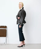 AUBURN RELAXED FAUX-LEATHER JACKET W/ CINCHED WAIST OPTION