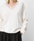AUGUSTIN KNIT SWEATER WITH LACE V-NECK