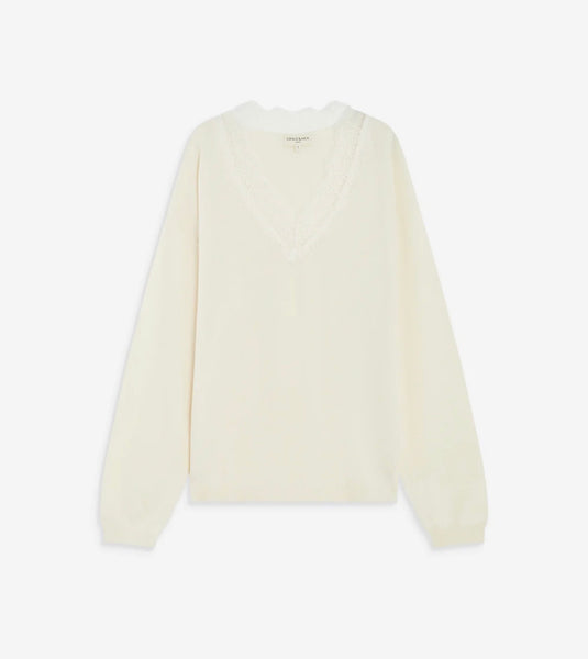 AUGUSTIN KNIT SWEATER WITH LACE V-NECK