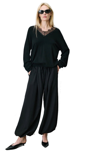 AUGUSTIN KNIT SWEATER WITH LACE V-NECK