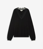 AUGUSTIN KNIT SWEATER WITH LACE V-NECK