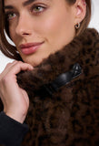 Ambra Short Faux Fur Jacket-Brown Leopard
