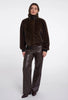 Ambra Short Faux Fur Jacket-Brown Leopard