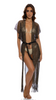 METALLIC FRINGE LONG CAFTAN - BLACK/GOLD