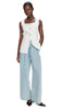 VIC TAILORED LINEN VEST IN PINSTRIPE WHITE