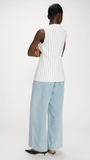 VIC TAILORED LINEN VEST IN PINSTRIPE WHITE