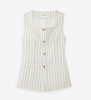 VIC TAILORED LINEN VEST IN PINSTRIPE WHITE