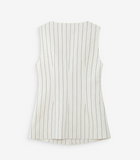 VIC TAILORED LINEN VEST IN PINSTRIPE WHITE