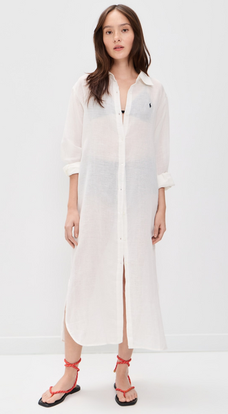 Maxi Boyfriend Button Down Shirt / Coverup