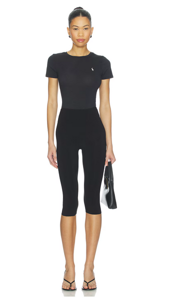 Polo Cotton Short Sleeve Thong Bodysuit