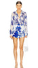 ROCOCO SAND BLUE & WHITE GABI FLORAL MINI SKIRT SET