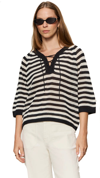 LACE UP SWEATER TEE BLACK/CHALK