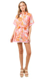 SCALLOP TRIM PINK/ORANGE FLORAL SHIRT DRESS *LAST ONE - M*